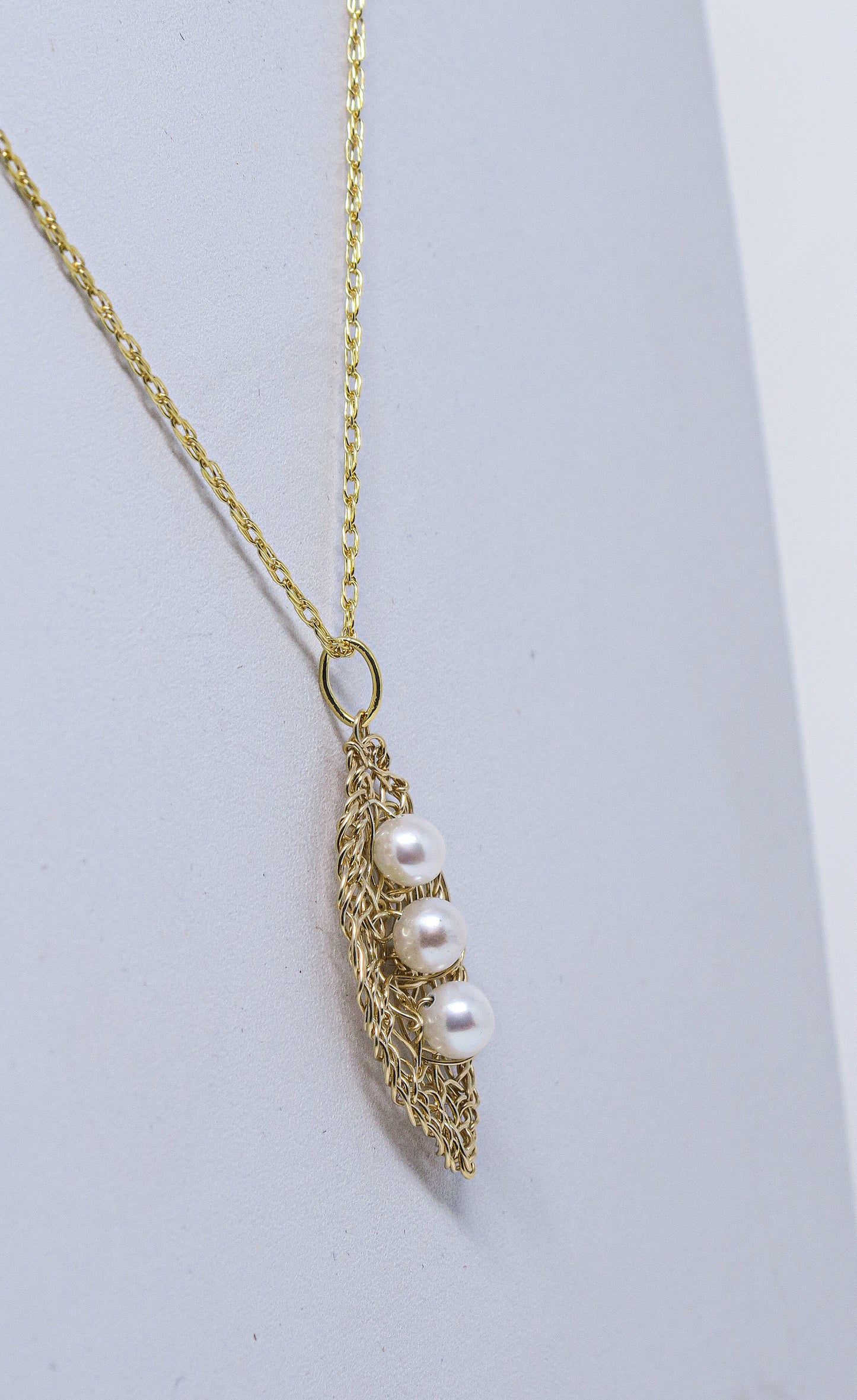 ‘Three Peas in a Pod' Gold-Filled Pendant with Pearls on a 18” Chain | by Kathryn Stanko