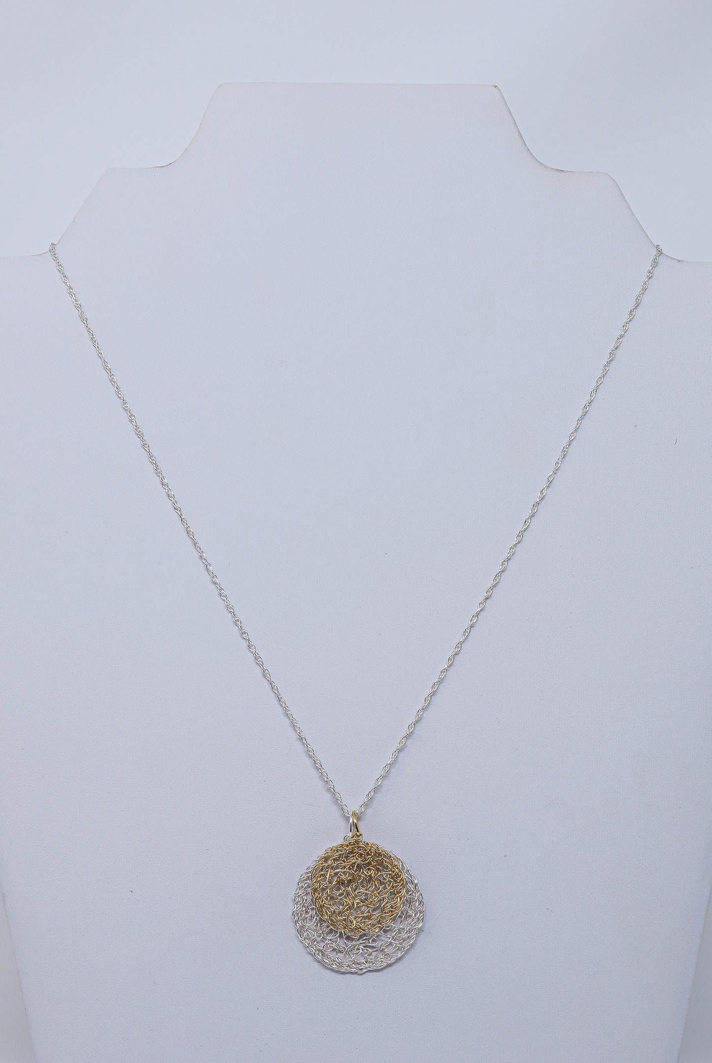 Gold-filled and Silver Circle Pendants on a 925 Silver 18” Chain | by Kathryn Stanko
