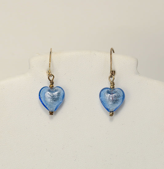 Blue Heart Earrings | by Murano Glass