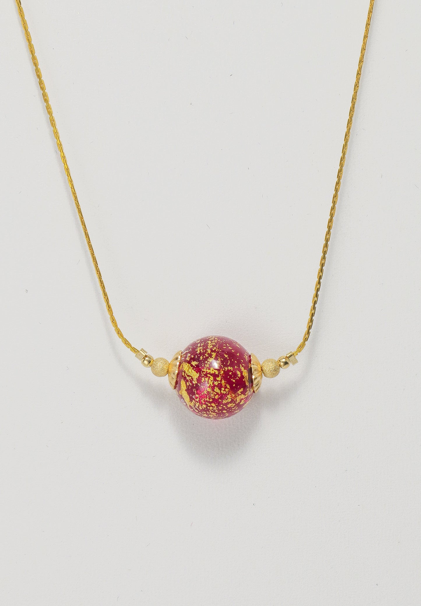 Garnet Gold Leaf Necklace and Earrings | by Murano Glass