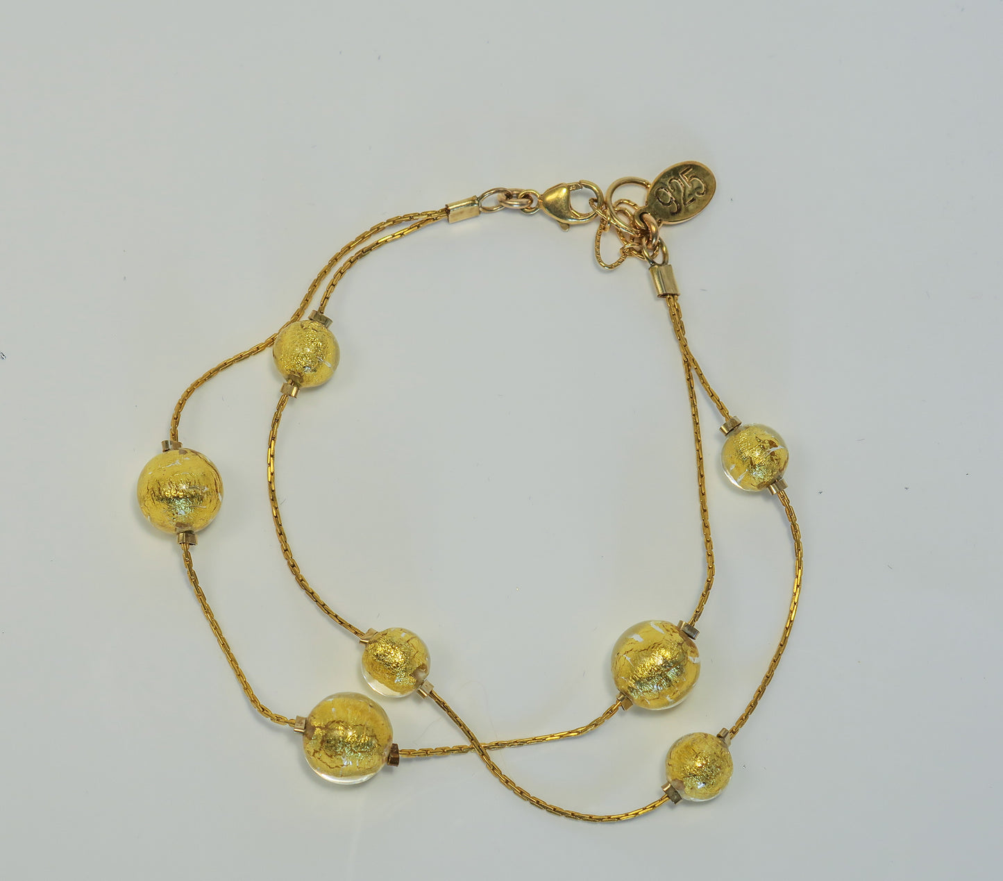 Double Bracelet with Gold Leaf | by Murano Glass