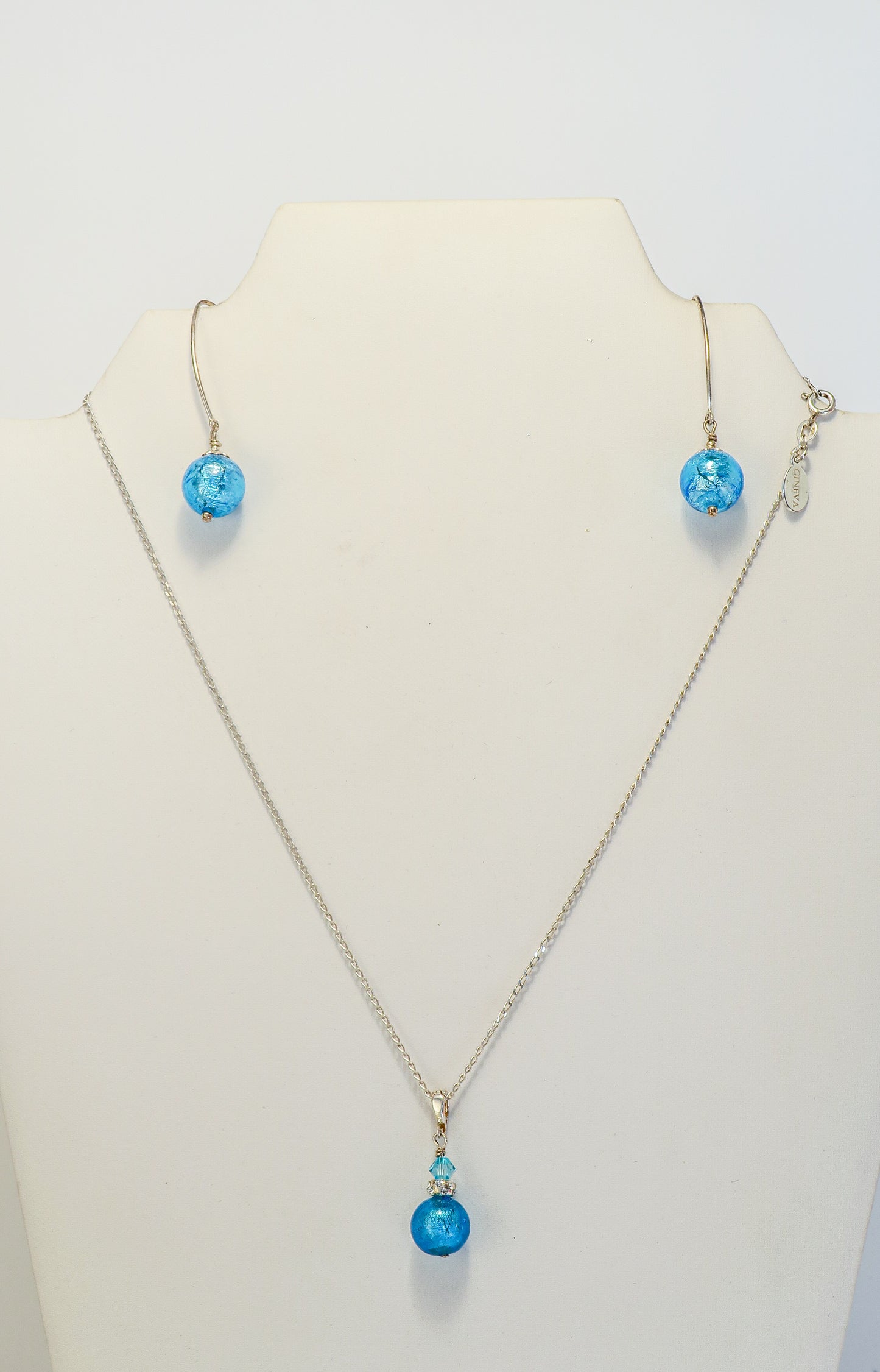 Blue Drop Pendant and Earrings | by Murano Glass