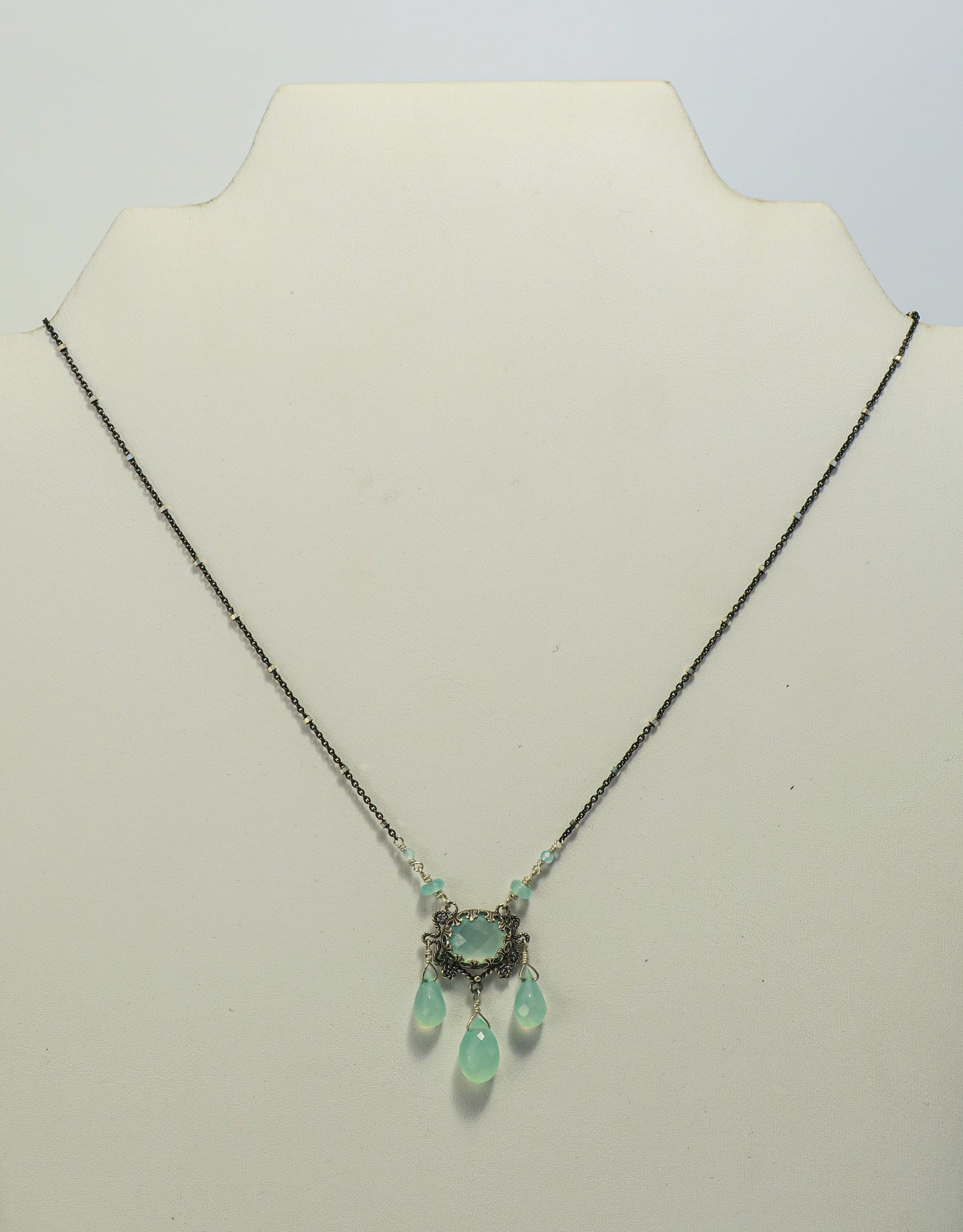 Sterling Silver and Aqua Chalcedony Necklace | by Vanessa Mellet