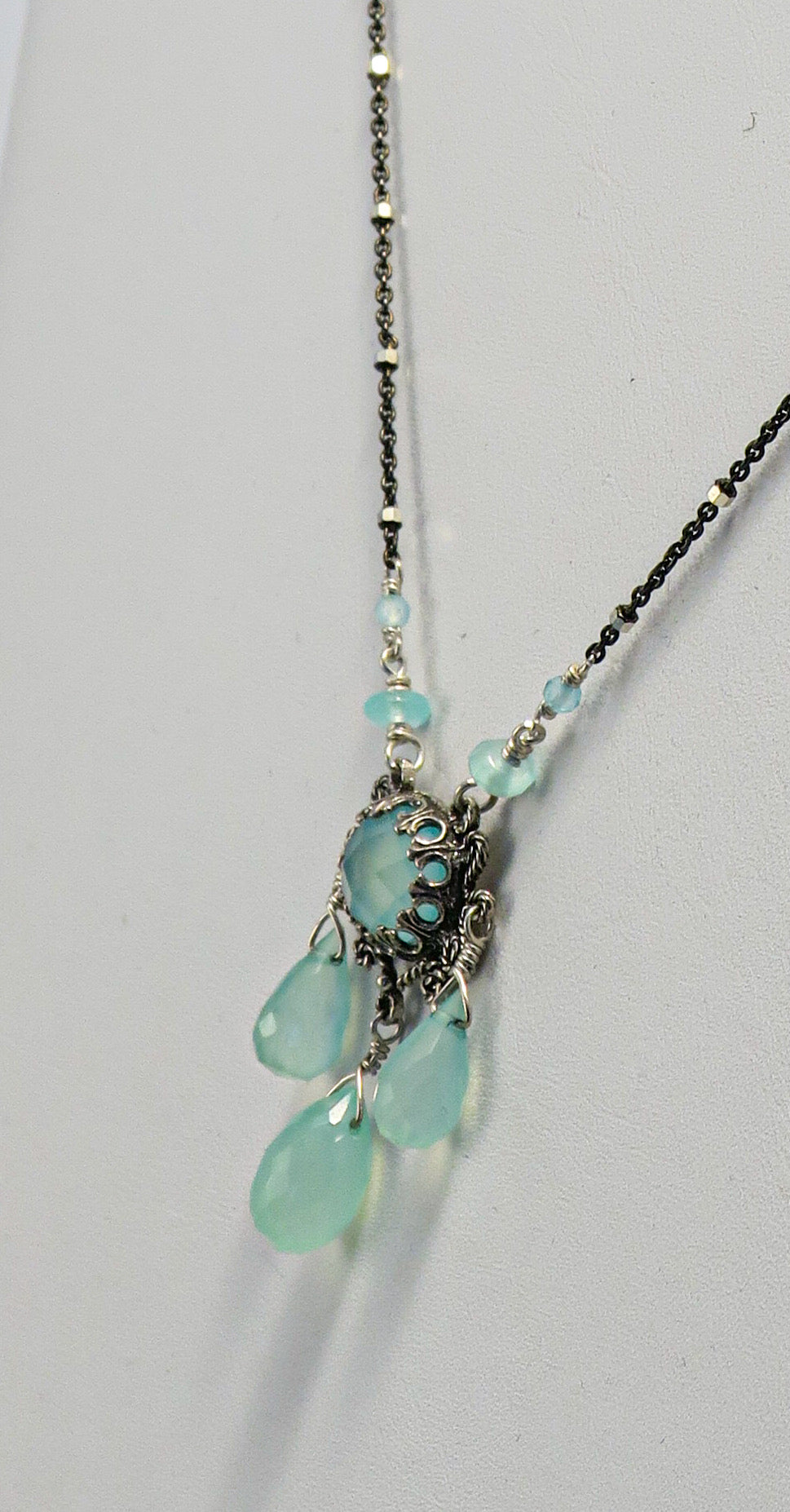 Sterling Silver and Aqua Chalcedony Necklace | by Vanessa Mellet