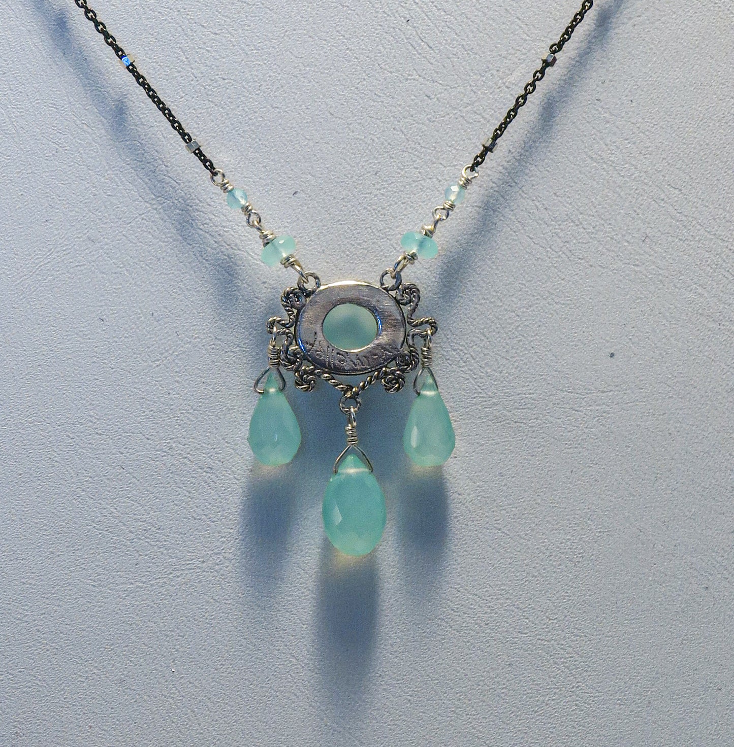 Sterling Silver and Aqua Chalcedony Necklace | by Vanessa Mellet