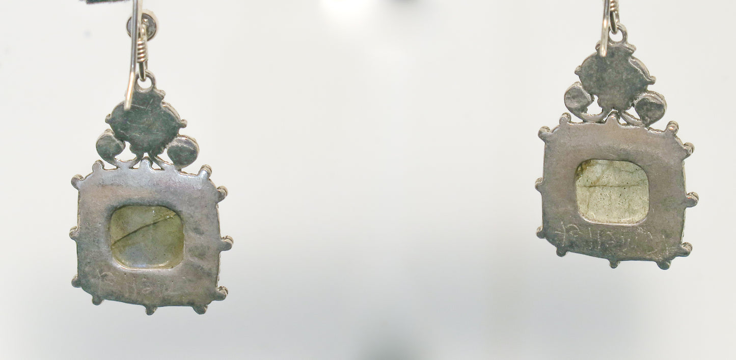 Sterling Silver, Labradorite, Black Opal and Lapis Lazuli Earrings | by Vanessa Mellet