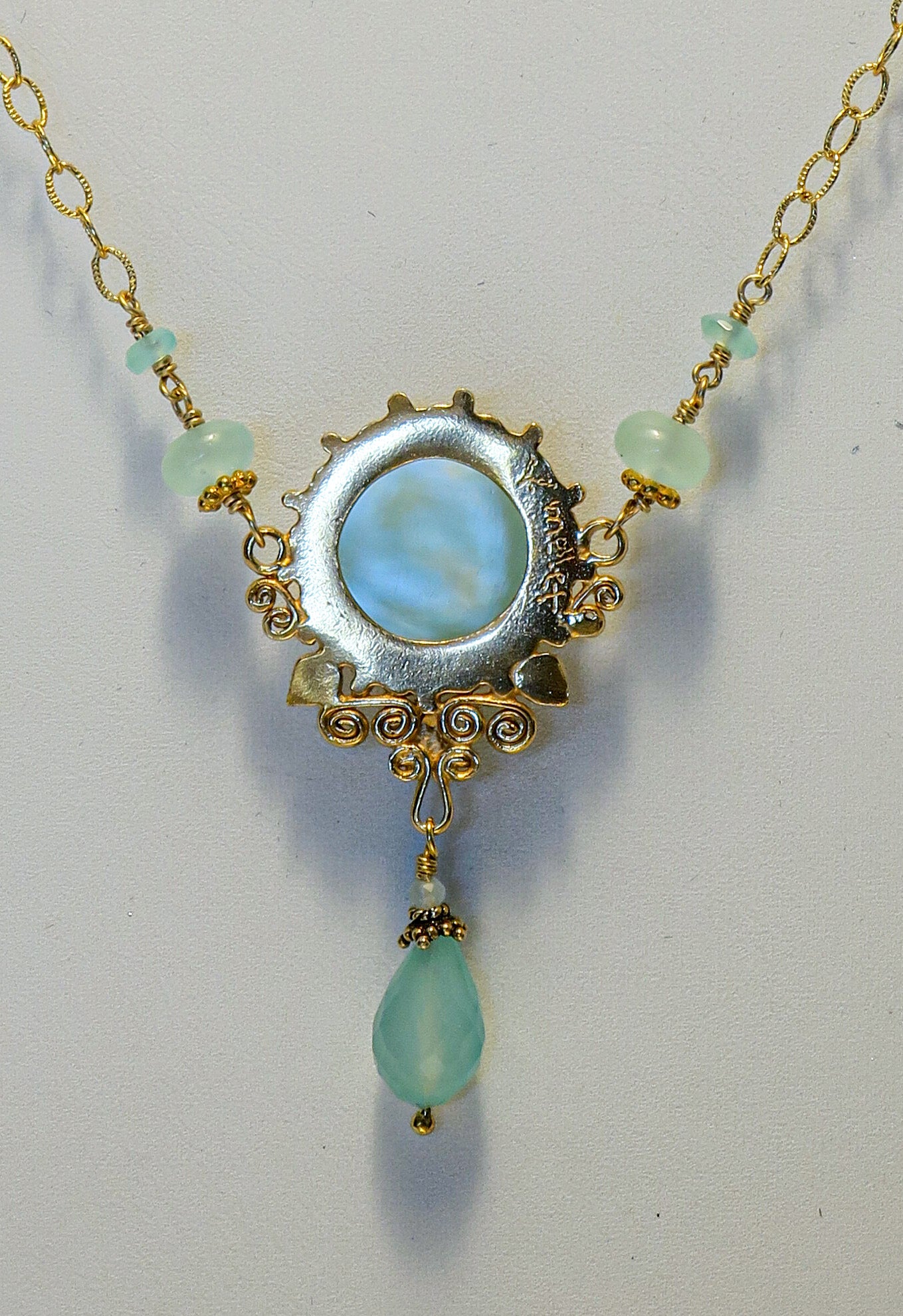 18K Gold Vermeil and Aqua Chalcedony Necklace | by Vanessa Mellet