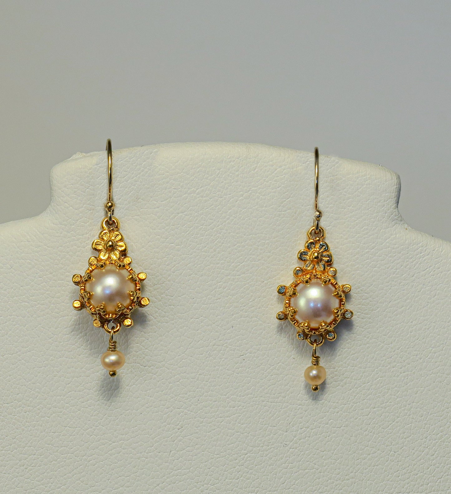 18K Gold Vermeil and Natural Color Pearls Earrings | by Vanessa Mellet