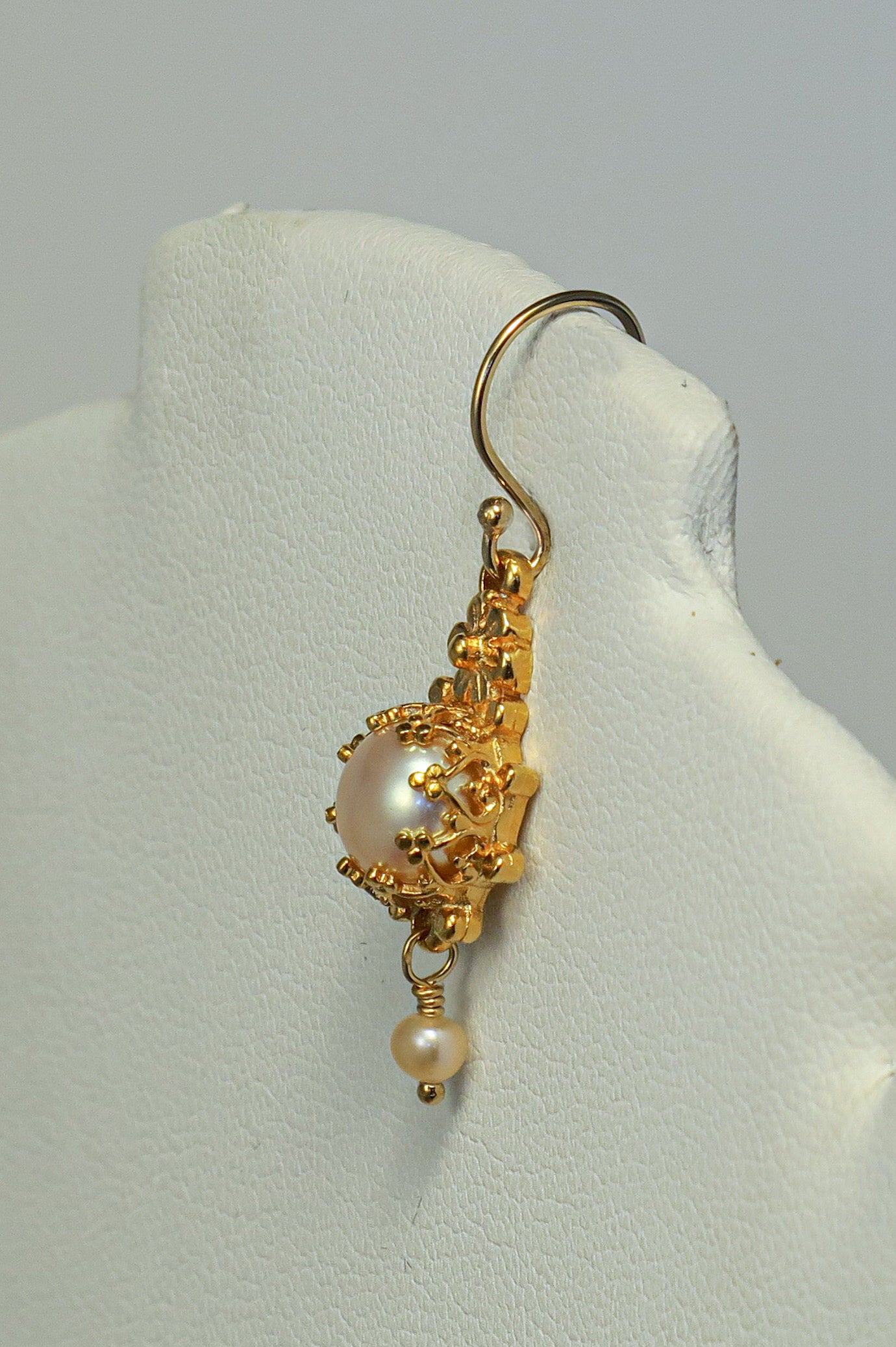 18K Gold Vermeil and Natural Color Pearls Earrings | by Vanessa Mellet