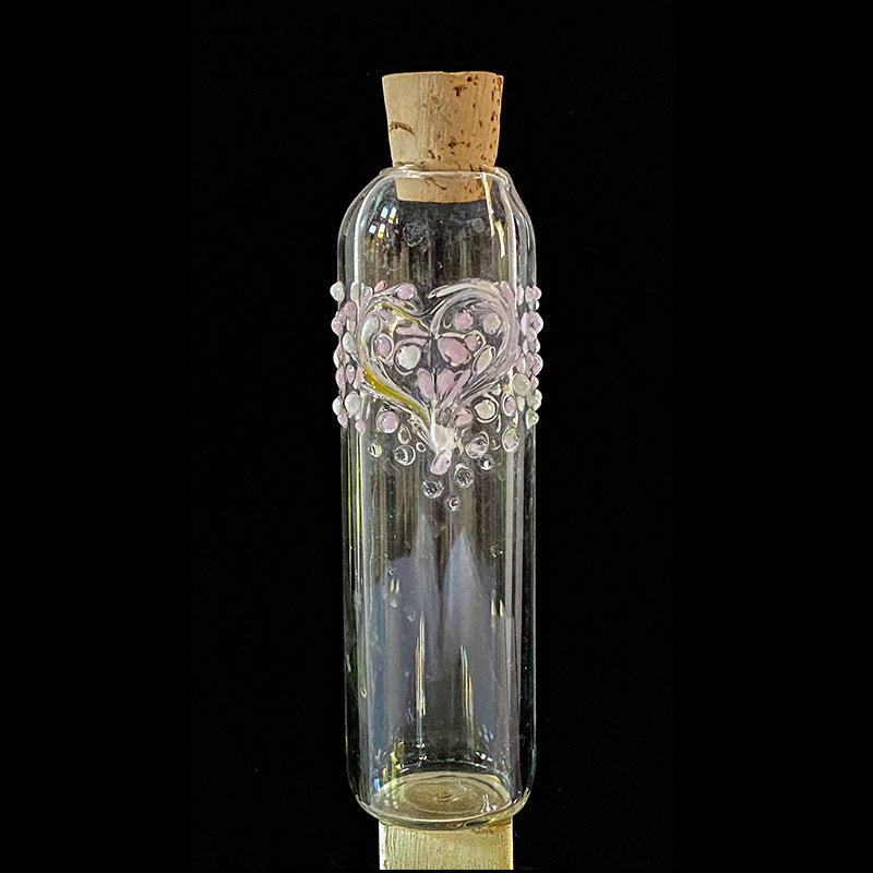 glass jar with pink and white heart and dots