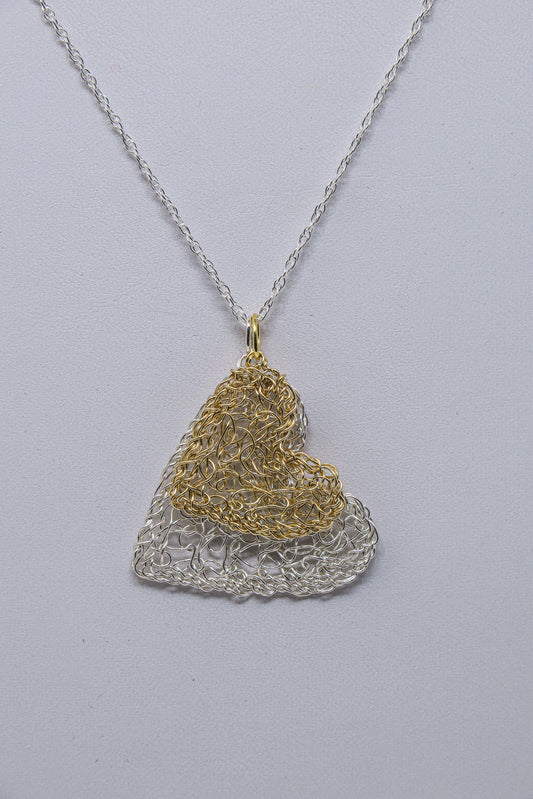 Gold-filled and Silver Heart Pendants on a 925 Silver Chain | by Kathryn Stanko
