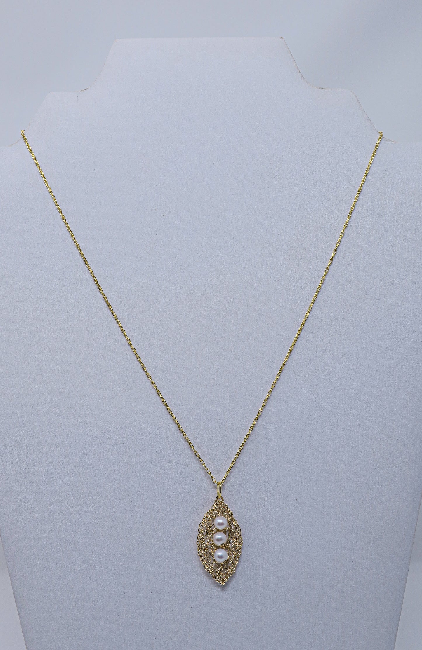 ‘Three Peas in a Pod' Gold-Filled Pendant with Pearls on a 18” Chain | by Kathryn Stanko