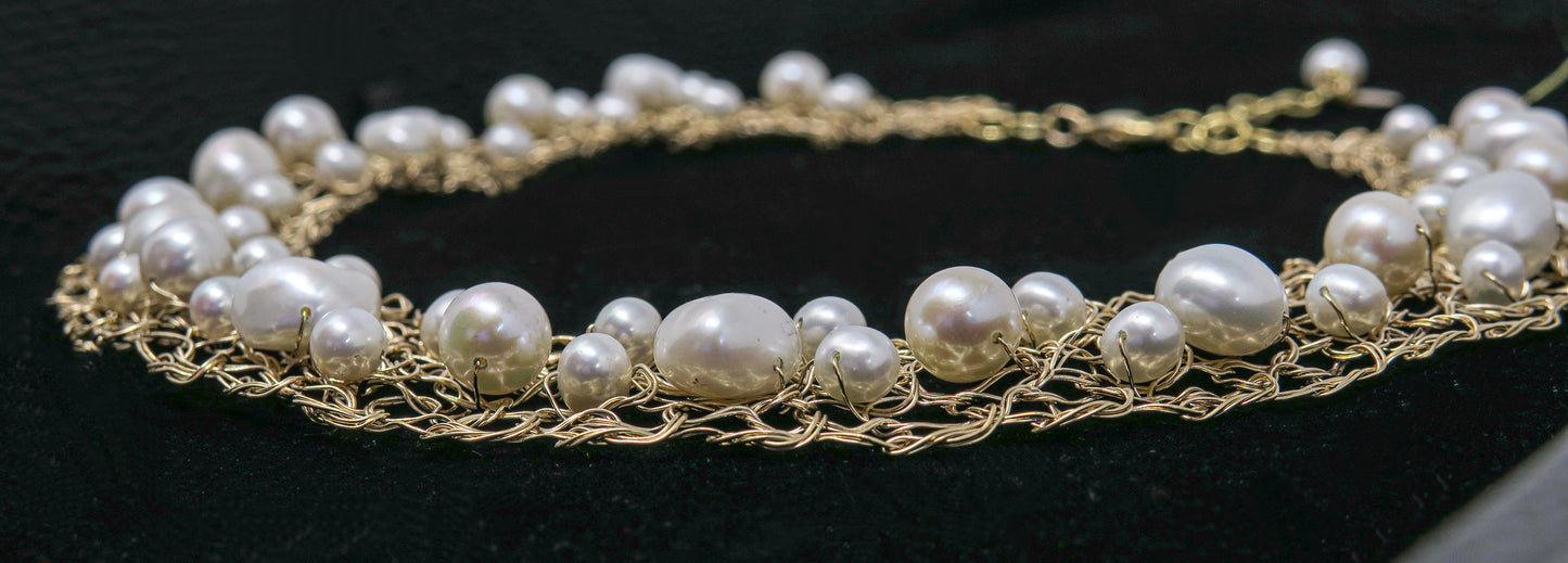 Gold-filled Necklace with White Pearls | by Kathryn Stanko