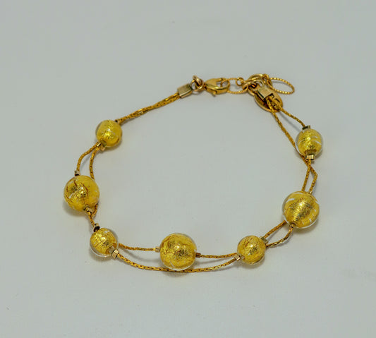 Double Bracelet with Gold Leaf | by Murano Glass