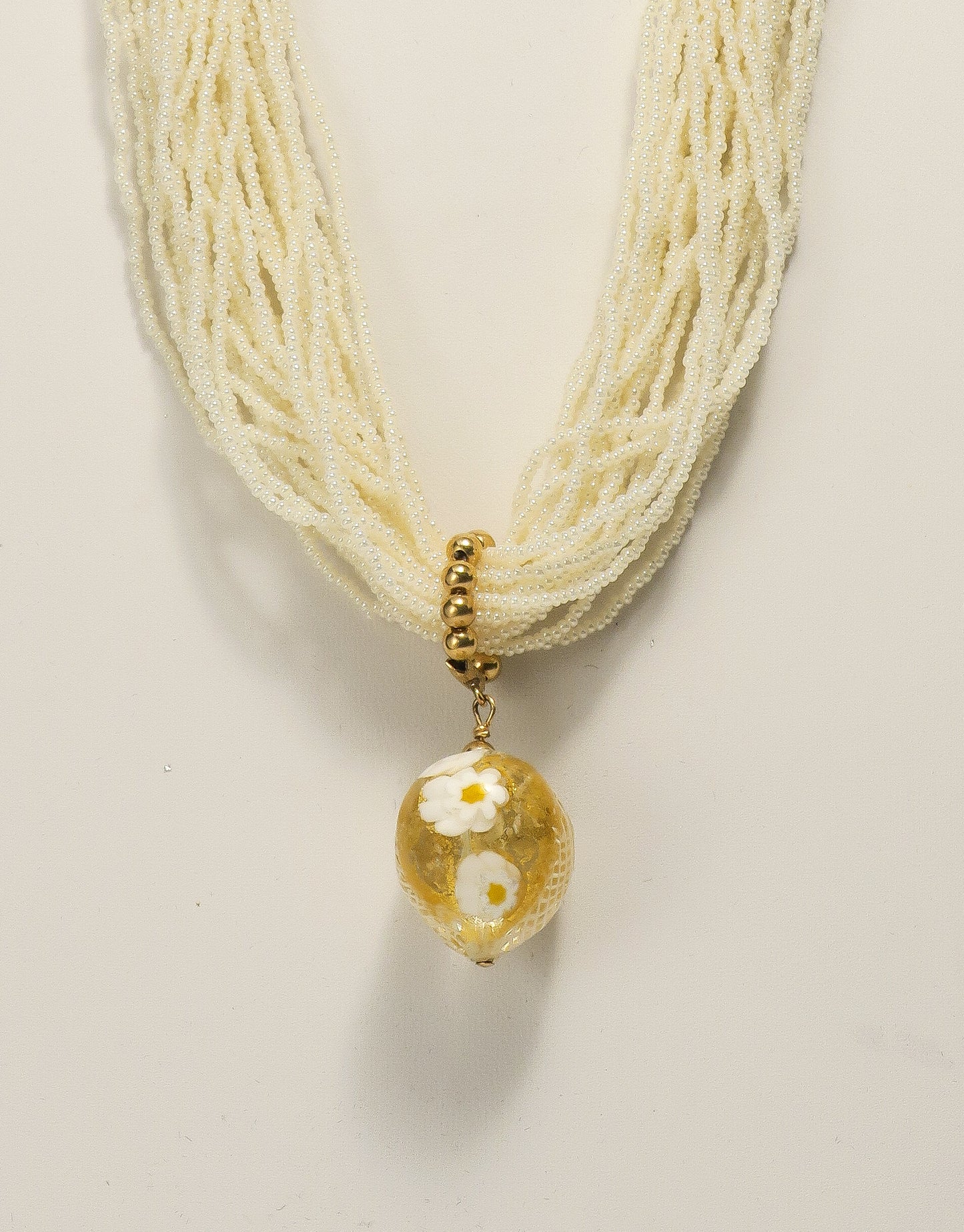 White Heart Multistrand Necklace | by Murano Glass