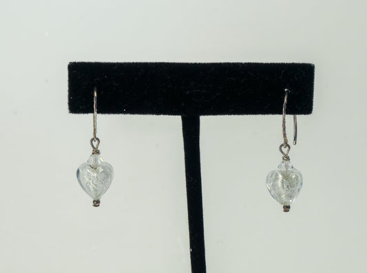 White Heart Earrings | by Murano Glass