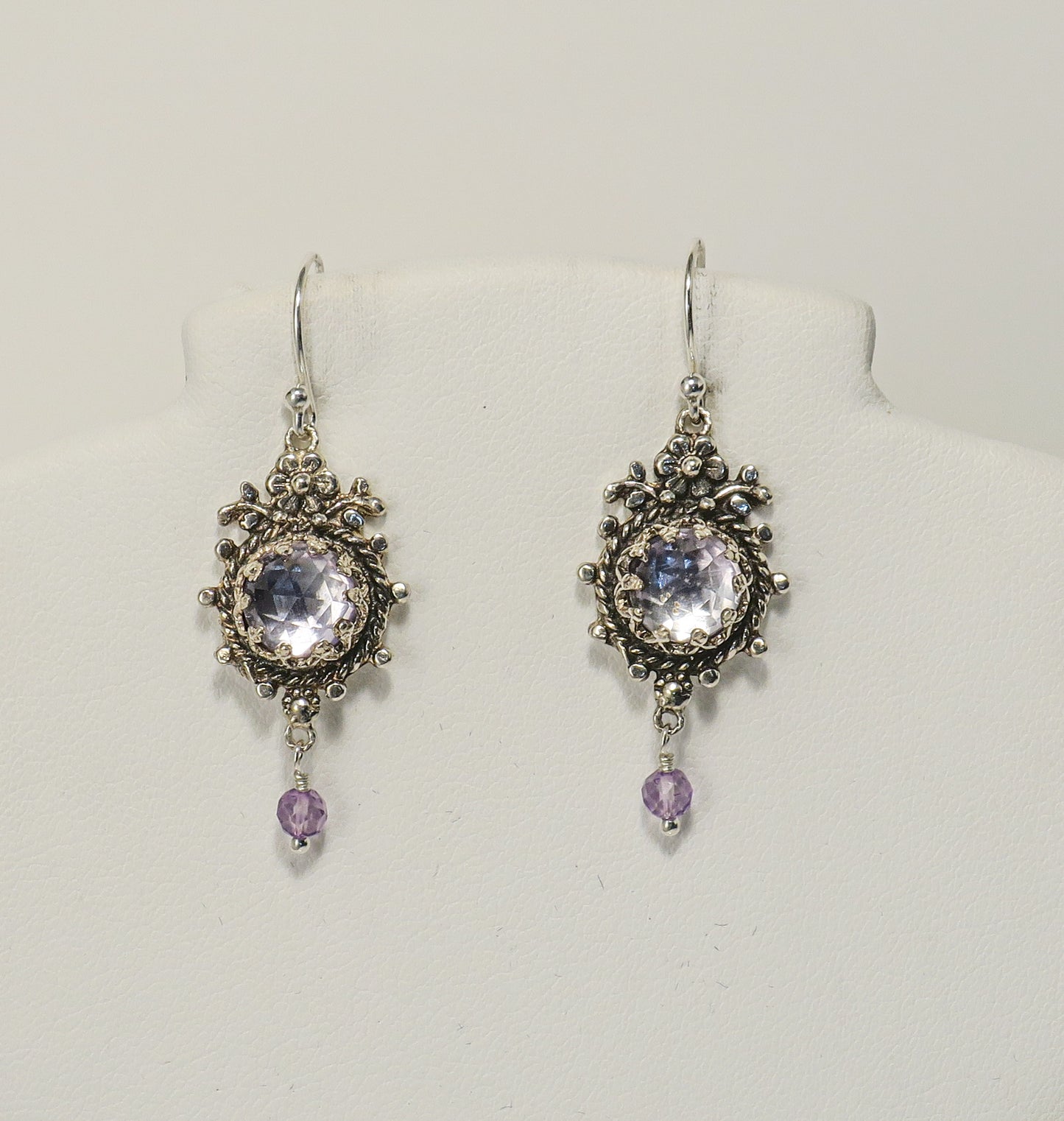 Sterling Silver and Pink Amethyst Earrings | by Vanessa Mellet