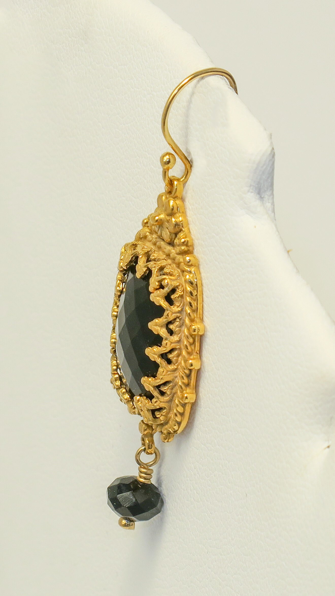 18K Gold Vermeil and Black Onyx Earrings | by Vanessa Mellet