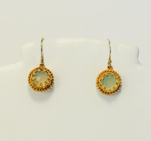 18K Gold Vermeil and Aqua Chalcedony Earrings | by Vanessa Mellet