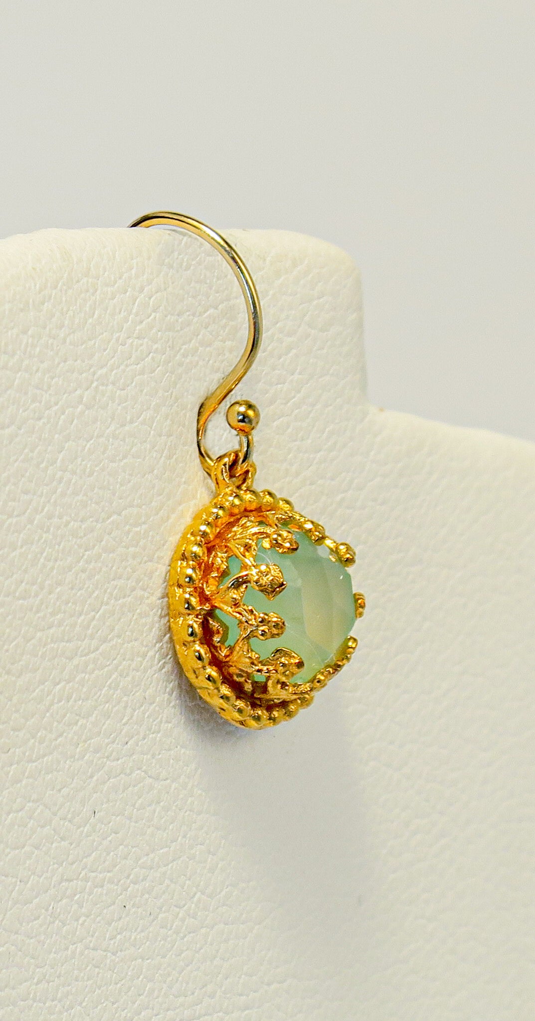 18K Gold Vermeil and Aqua Chalcedony Earrings | by Vanessa Mellet