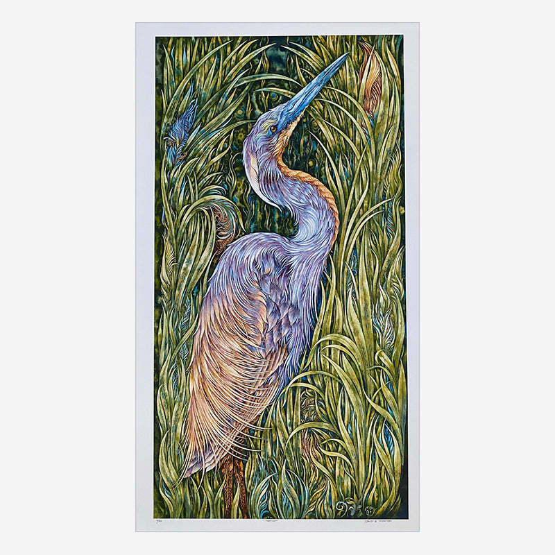 painting of heron
