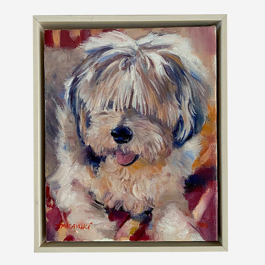 painting of a small white dog
